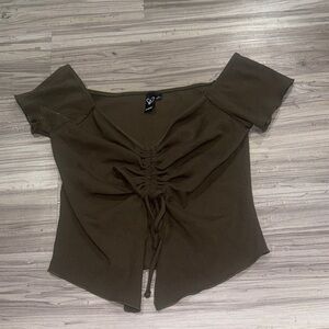 Windsor Dark Green Ruched Top